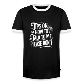 Introverti et sans conversation - T-shirt contrasté Homme - noir/blanc - Devant - AI Model Female 172 light (172cm) & AI Model Male 178 light (178cm)
