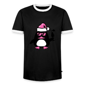 Noël du canard de plage - T-shirt contrasté Homme - noir/blanc - Devant - AI Model Female 172 light (172cm) & AI Model Male 178 light (178cm)