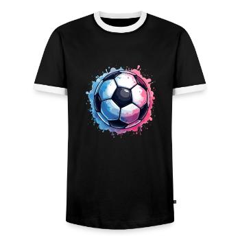 Footballers Soccer Boys Kids - Men's Ringer Shirt - black/white - Front - AI Model Female 172 light (172cm) & AI Model Male 178 light (178cm)