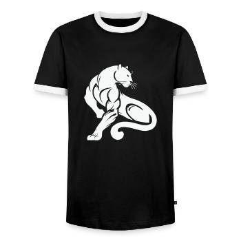 Panther Leopard - Männer Kontrast-T-Shirt - Schwarz/Weiß - Vorne - AI Model Female 172 light (172cm) & AI Model Male 178 light (178cm)