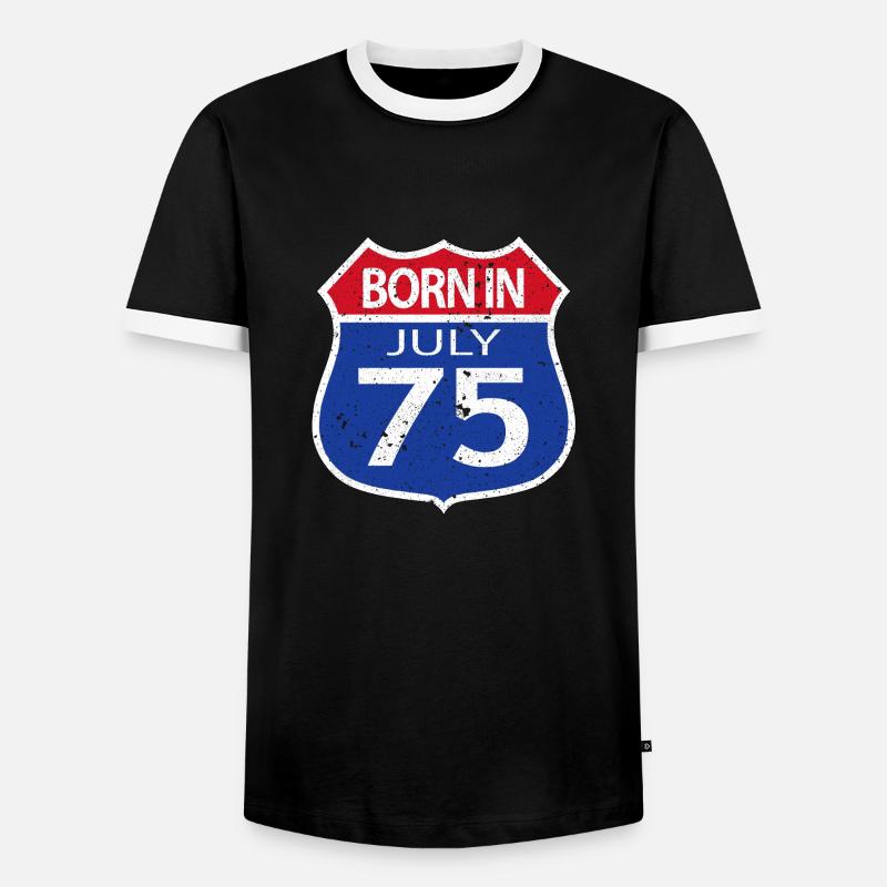 Né(e) en Juillet 1975 - T-shirt contrasté Homme - noir/blanc