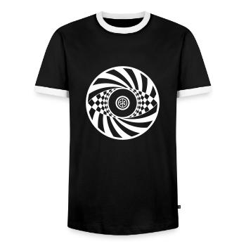 corn cycle 23 tekno - Männer Kontrast-T-Shirt - Schwarz/Weiß - Vorne - AI Model Female 172 light (172cm) & AI Model Male 178 light (178cm)