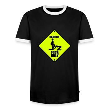 caution deposit only adult suck vorsicht - T-shirt contrasté Homme - noir/blanc - Devant - AI Model Female 172 light (172cm) & AI Model Male 178 light (178cm)