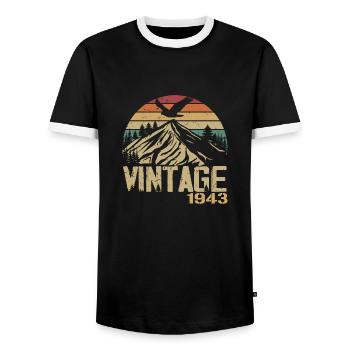 Vintage 1943 Birthday Gift 1943 Retro 1943 - Men's Ringer Shirt - black/white - Front - AI Model Female 172 light (172cm) & AI Model Male 178 light (178cm)