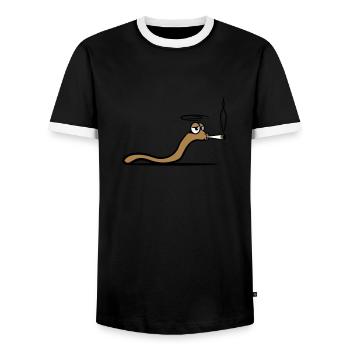Worm smoke joint - Men's Ringer Shirt - black/white - Front - AI Model Female 172 light (172cm) & AI Model Male 178 light (178cm)