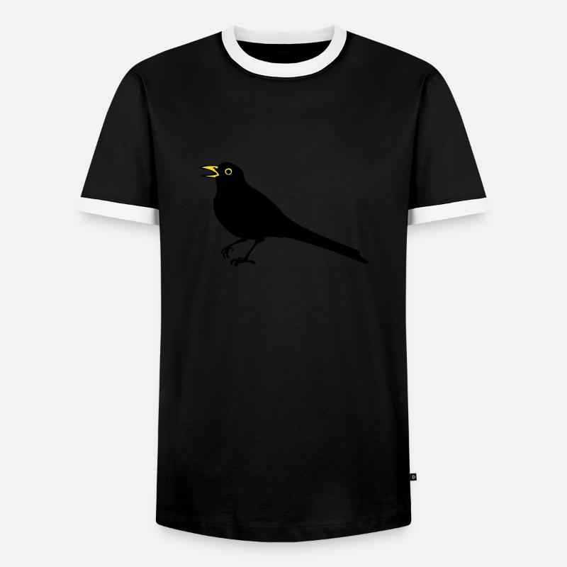 Amsel - Männer Kontrast-T-Shirt - Schwarz/Weiß