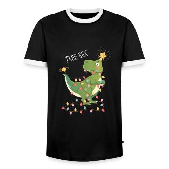 Tree Rex Dinosaurier Weihnachten Weihnachtsbaum - Männer Kontrast-T-Shirt - Schwarz/Weiß - Vorne - AI Model Female 172 light (172cm) & AI Model Male 178 light (178cm)