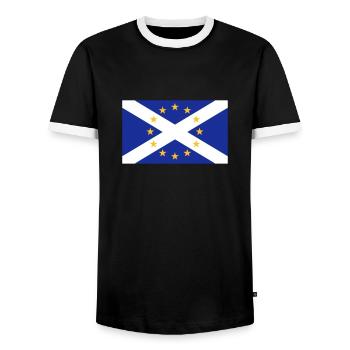 Scotland in the EU - Men's Ringer Shirt - black/white - Front - AI Model Female 172 light (172cm) & AI Model Male 178 light (178cm)