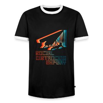 Social distancing Expert Hang Gliding - Men's Ringer Shirt - black/white - Front - AI Model Female 172 light (172cm) & AI Model Male 178 light (178cm)