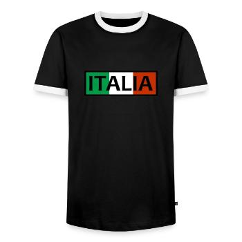 Italy Flag Rome Pisa Italia Europe Country ITA - Men's Ringer Shirt - black/white - Front - AI Model Female 172 light (172cm) & AI Model Male 178 light (178cm)