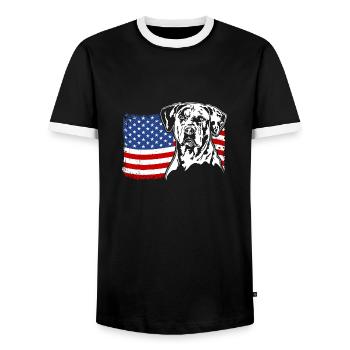 Catahoula Chien Léopard Amérique Drapeau Chiens Wilsigns - T-shirt contrasté Homme - noir/blanc - Devant - AI Model Female 172 light (172cm) & AI Model Male 178 light (178cm)