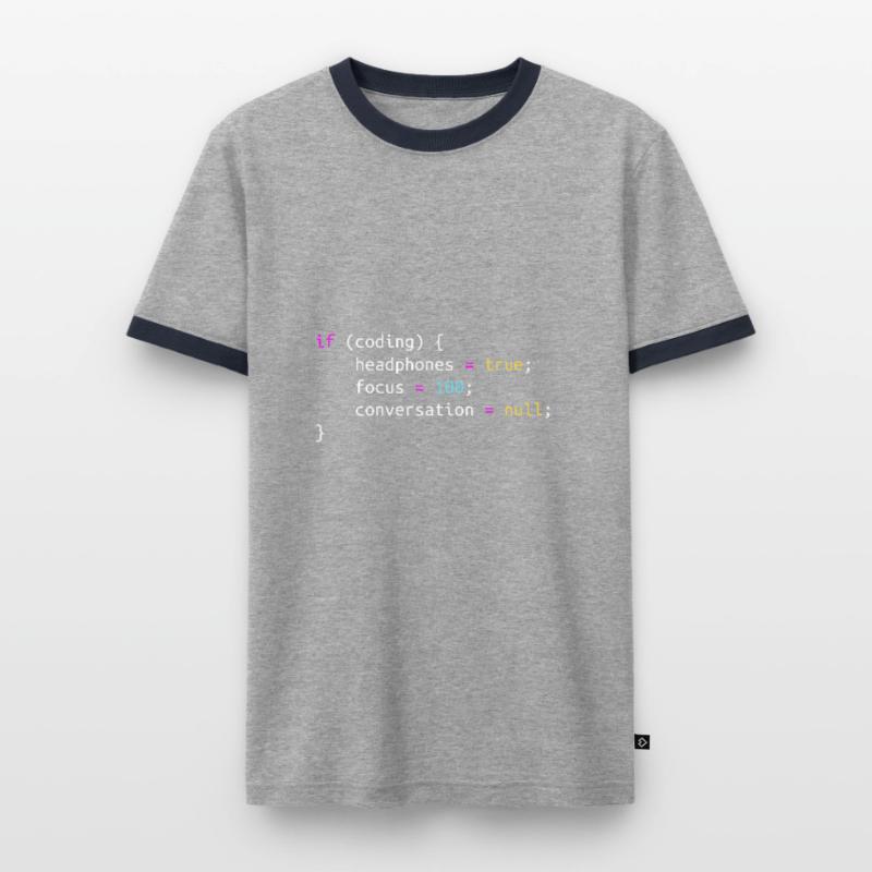 Funny gift for Programmer Headphones while Coding Men's Ringer Shirt