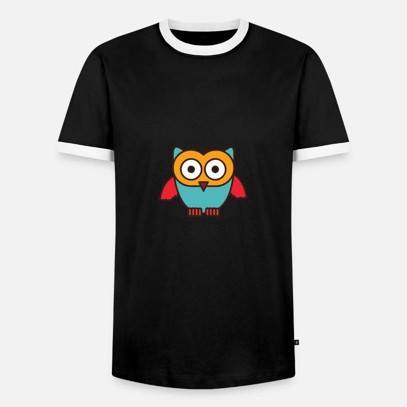 Eulen Design - Niedliche Eule - Männer Kontrast-T-Shirt - Schwarz/Weiß