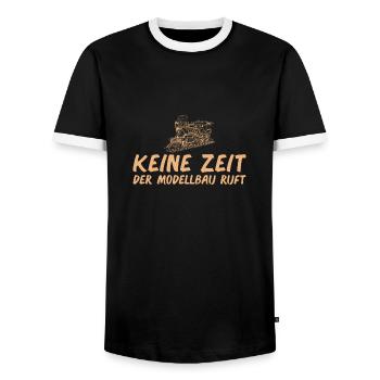Modelleisenbahn Lok Modellbau Modelleisenbahner - Männer Kontrast-T-Shirt - Schwarz/Weiß - Vorne - AI Model Female 172 light (172cm) & AI Model Male 178 light (178cm)