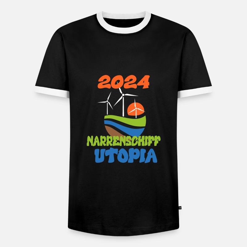 Narrenschiff Utopia, 2024 - Männer Kontrast-T-Shirt - Schwarz/Weiß