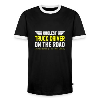 Coolest truck driver on the road - Men's Ringer Shirt - black/white - Front - AI Model Female 172 light (172cm) & AI Model Male 178 light (178cm)
