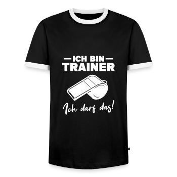 Sport Verein Fußball Coach Trainer Geschenk - Männer Kontrast-T-Shirt - Schwarz/Weiß - Vorne - AI Model Female 172 light (172cm) & AI Model Male 178 light (178cm)