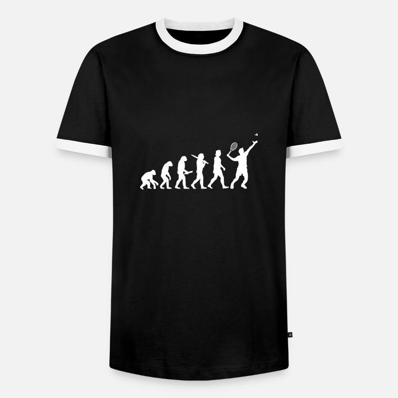 Evolution Badminton Spieler Aufschlag Geschenkidee - Männer Kontrast-T-Shirt - Schwarz/Weiß