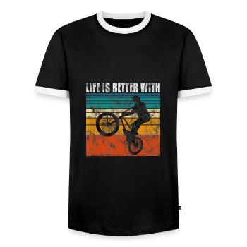 Life is better with BMX Bike Bike Gift - Men's Ringer Shirt - black/white - Front - AI Model Female 172 light (172cm) & AI Model Male 178 light (178cm)