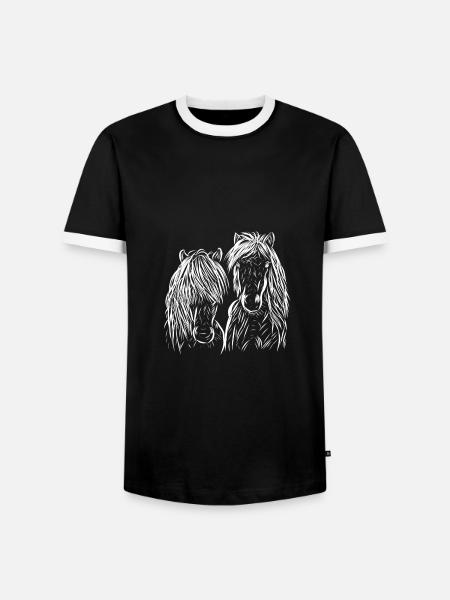 Pferd - Männer Kontrast-T-Shirt - Schwarz/Weiß