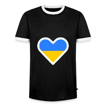 Ukraine - Men's Ringer Shirt - black/white - Front - AI Model Female 172 light (172cm) & AI Model Male 178 light (178cm)