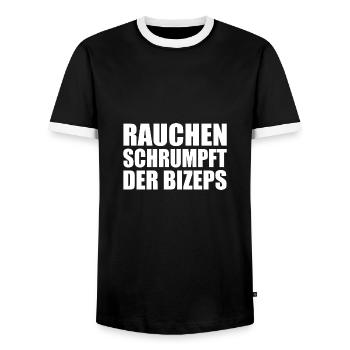 rauchen schrumpft der bizeps - Männer Kontrast-T-Shirt - Schwarz/Weiß - Vorne - AI Model Female 172 light (172cm) & AI Model Male 178 light (178cm)