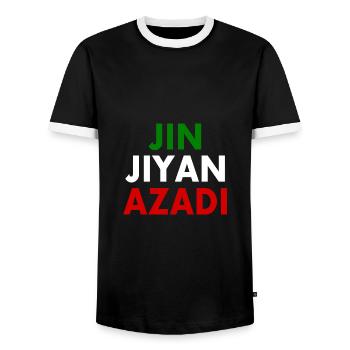 jin jiyan azadi - T-shirt contrasté Homme - noir/blanc - Devant - AI Model Female 172 light (172cm) & AI Model Male 178 light (178cm)