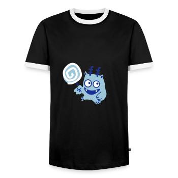 Lolly - Monster - Men's Ringer Shirt - black/white - Front - AI Model Female 172 light (172cm) & AI Model Male 178 light (178cm)