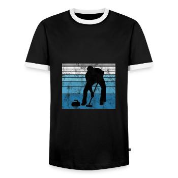 Curling sur glace Curling Retro Cadeau - T-shirt contrasté Homme - noir/blanc - Devant - AI Model Female 172 light (172cm) & AI Model Male 178 light (178cm)