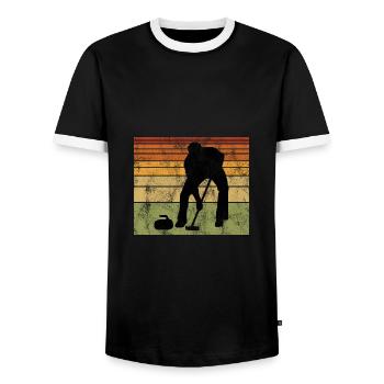 Curling sur glace Curling Retro Cadeau - T-shirt contrasté Homme - noir/blanc - Devant - AI Model Female 172 light (172cm) & AI Model Male 178 light (178cm)