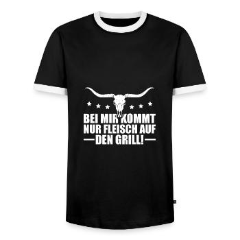 Fleisch auf den Grill Grillen Geschenke - Männer Kontrast-T-Shirt - Schwarz/Weiß - Vorne - AI Model Female 172 light (172cm) & AI Model Male 178 light (178cm)