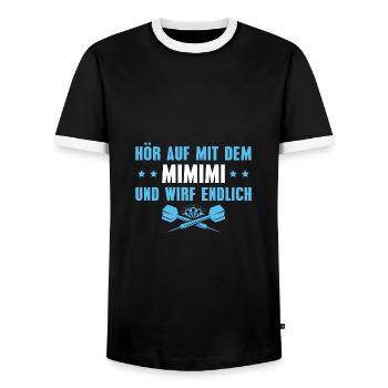 Dart Wirf endlich Dartsport Dartspieler - Männer Kontrast-T-Shirt - Schwarz/Weiß - Vorne - AI Model Female 172 light (172cm) & AI Model Male 178 light (178cm)