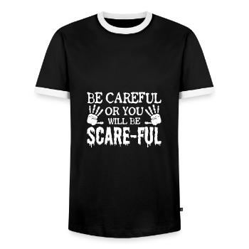 Chasse aux fantômes Soyez prudent ou vous serez prudent - T-shirt contrasté Homme - noir/blanc - Devant - AI Model Female 172 light (172cm) & AI Model Male 178 light (178cm)