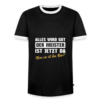 Meisterprüfung bestanden Meister Meisterbrief - Männer Kontrast-T-Shirt - Schwarz/Weiß - Vorne - AI Model Female 172 light (172cm) & AI Model Male 178 light (178cm)