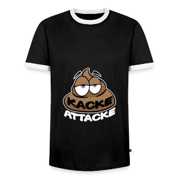 KACKE ATTACKE SCHEISSE - Männer Kontrast-T-Shirt - Schwarz/Weiß - Vorne - AI Model Female 172 light (172cm) & AI Model Male 178 light (178cm)