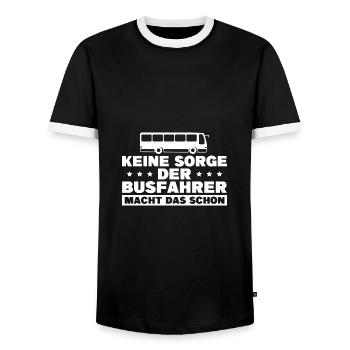 Busfahrer Ausbildung Bus Busfahren - Männer Kontrast-T-Shirt - Schwarz/Weiß - Vorne - AI Model Female 172 light (172cm) & AI Model Male 178 light (178cm)