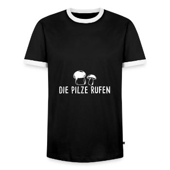 Pilze Sammeln Pilzsammler Geschenk - Männer Kontrast-T-Shirt - Schwarz/Weiß - Vorne - AI Model Female 172 light (172cm) & AI Model Male 178 light (178cm)