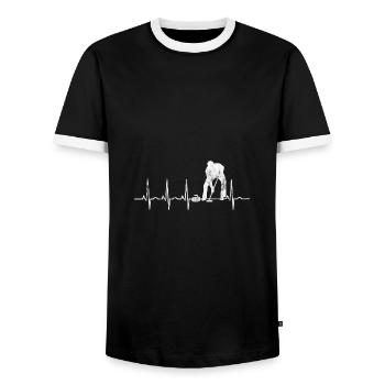 Curling Curler Curling Retro Heartbeat - T-shirt contrasté Homme - noir/blanc - Devant - AI Model Female 172 light (172cm) & AI Model Male 178 light (178cm)