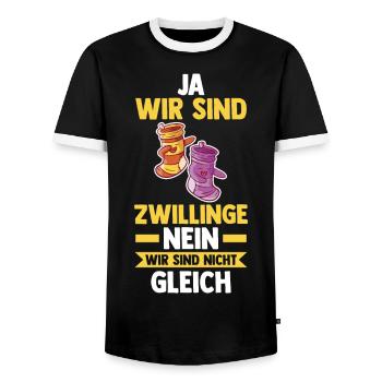 Zwillingsgeschwister Zwilling Zwillinge - Männer Kontrast-T-Shirt - Schwarz/Weiß - Vorne - AI Model Female 172 light (172cm) & AI Model Male 178 light (178cm)