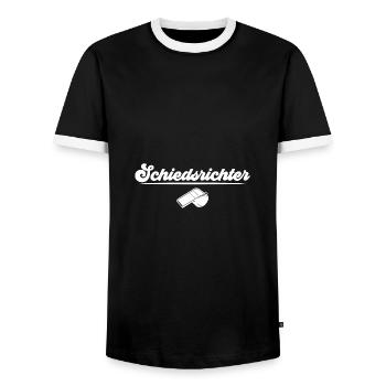 Schiedsrichter - Männer Kontrast-T-Shirt - Schwarz/Weiß - Vorne - AI Model Female 172 light (172cm) & AI Model Male 178 light (178cm)