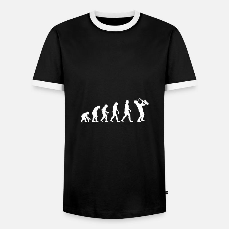 Evolution Saxophon Musiker Saxofon Geschenkidee - Männer Kontrast-T-Shirt - Schwarz/Weiß