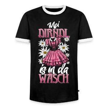 Mei Dirndl is in da Wäsch Trachtenshirt Damen - T-shirt contrasté Homme - noir/blanc - Devant - AI Model Female 172 light (172cm) & AI Model Male 178 light (178cm)