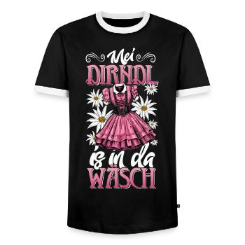 Mei Dirndl est en lingerie chemise traditionnelle femme - T-shirt contrasté Homme - noir/blanc - Devant - AI Model Female 172 light (172cm) & AI Model Male 178 light (178cm)