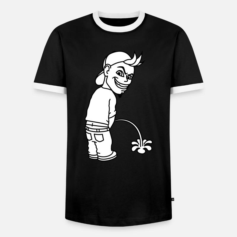 Pee Boy 2c - Men's Ringer Shirt - black/white