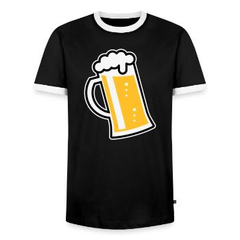 XLustig design for cheerful occasions (L / 3) - Men's Ringer Shirt - black/white - Front - AI Model Female 172 light (172cm) & AI Model Male 178 light (178cm)