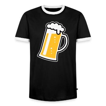 XLustig Design for Cheerful Occasions (R/3) - Men's Ringer Shirt - black/white - Front - AI Model Female 172 light (172cm) & AI Model Male 178 light (178cm)