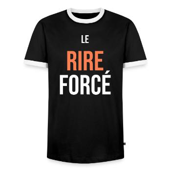 Le Rire Forcé - T-shirt contrasté Homme - noir/blanc - Devant - AI Model Female 172 light (172cm) & AI Model Male 178 light (178cm)