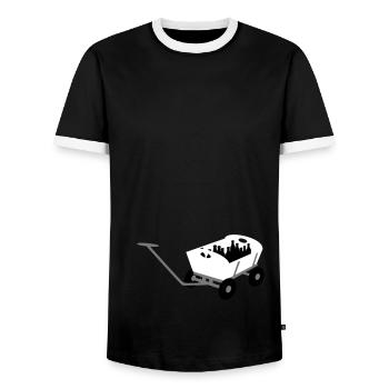 t-shirt bedrucken mit motiv "bollerwagen" für - Männer Kontrast-T-Shirt - Schwarz/Weiß - Vorne - AI Model Female 172 light (172cm) & AI Model Male 178 light (178cm)