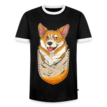 Dog Friend Dog Chest Bag Cadeau Welsh Corgi - T-shirt contrasté Homme - noir/blanc - Devant - AI Model Female 172 light (172cm) & AI Model Male 178 light (178cm)