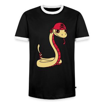 schlange pirat seeraeuber kapitaen matrose seebaer - Männer Kontrast-T-Shirt - Schwarz/Weiß - Vorne - AI Model Female 172 light (172cm) & AI Model Male 178 light (178cm)